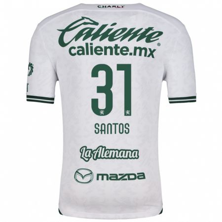 Kandiny Niño Camiseta Sebastián Santos #31 Blanco Verde 2ª Equipación 2024/25 La Camisa Chile