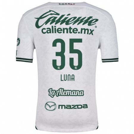 Kandiny Niño Camiseta Diego Luna #35 Blanco Verde 2ª Equipación 2024/25 La Camisa Chile