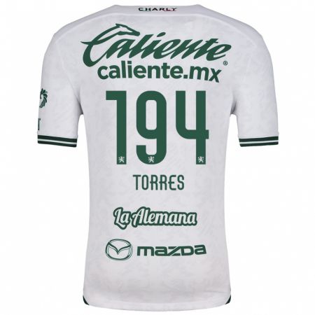 Kandiny Niño Camiseta Erick Torres #194 Blanco Verde 2ª Equipación 2024/25 La Camisa Chile