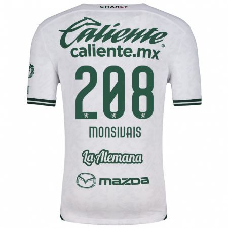 Kandiny Niño Camiseta Daniel Monsivaís #208 Blanco Verde 2ª Equipación 2024/25 La Camisa Chile