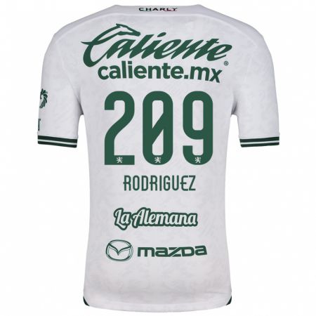 Kandiny Niño Camiseta Víctor Rodríguez #209 Blanco Verde 2ª Equipación 2024/25 La Camisa Chile