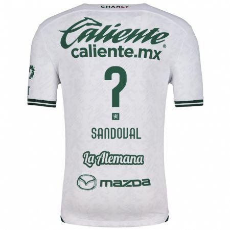 Kandiny Niño Camiseta Axel Sandoval #0 Blanco Verde 2ª Equipación 2024/25 La Camisa Chile