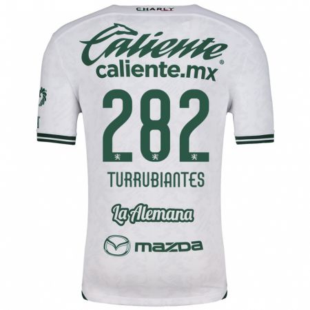 Kandiny Niño Camiseta Abdon Turrubiantes #282 Blanco Verde 2ª Equipación 2024/25 La Camisa Chile