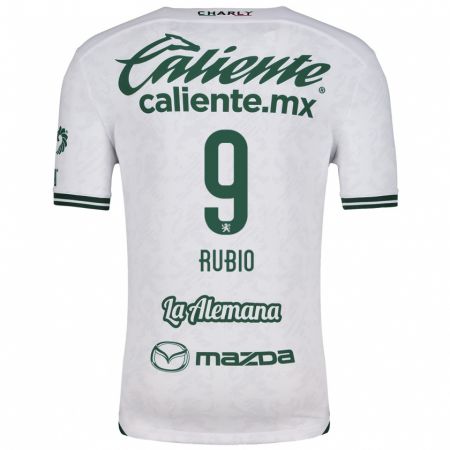 Kandiny Niño Camiseta Brian Rubio #9 Blanco Verde 2ª Equipación 2024/25 La Camisa Chile