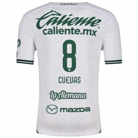 Kandiny Niño Camiseta Lucero Cuevas #8 Blanco Verde 2ª Equipación 2024/25 La Camisa Chile