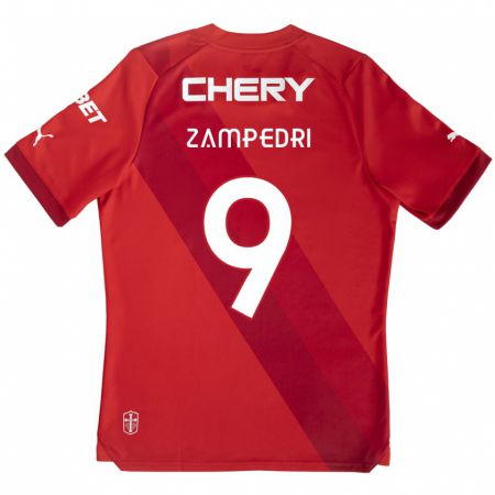 Kandiny Niño Camiseta Fernando Zampedri #9 Rojo Blanco 2ª Equipación 2024/25 La Camisa Chile