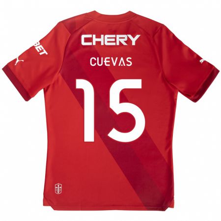 Kandiny Niño Camiseta Cristian Cuevas #15 Rojo Blanco 2ª Equipación 2024/25 La Camisa Chile