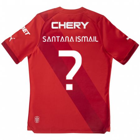 Kandiny Niño Camiseta Benjamin Santana Ismail #0 Rojo Blanco 2ª Equipación 2024/25 La Camisa Chile