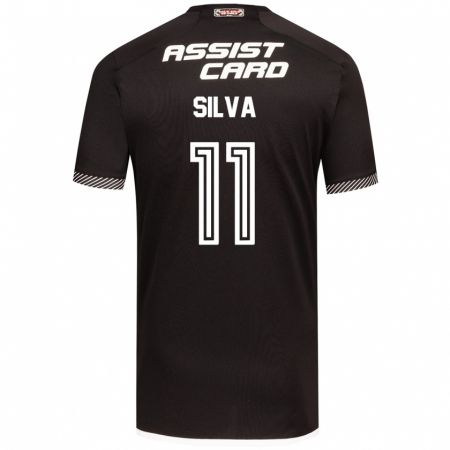 Kandiny Niño Camiseta Martín Silva #11 Blanco Negro 2ª Equipación 2024/25 La Camisa Chile