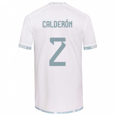 Kandiny Niño Camiseta Franco Calderón #2 Gris Blanco 2ª Equipación 2024/25 La Camisa Chile