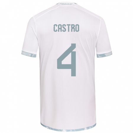 Kandiny Niño Camiseta José Ignacio Castro #4 Gris Blanco 2ª Equipación 2024/25 La Camisa Chile