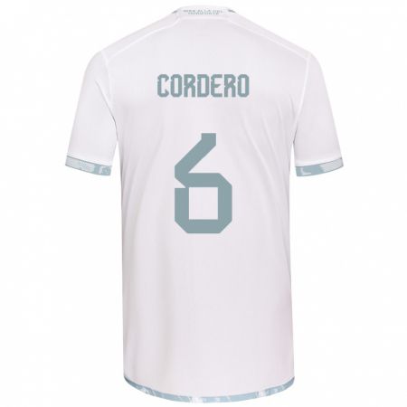 Kandiny Niño Camiseta Renato Cordero #6 Gris Blanco 2ª Equipación 2024/25 La Camisa Chile