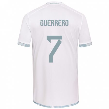 Kandiny Niño Camiseta Maximiliano Guerrero #7 Gris Blanco 2ª Equipación 2024/25 La Camisa Chile