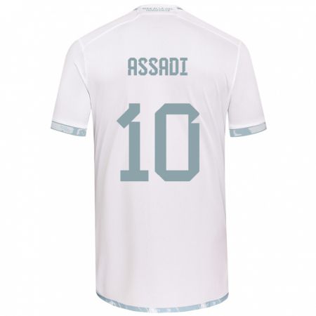 Kandiny Niño Camiseta Lucas Assadi #10 Gris Blanco 2ª Equipación 2024/25 La Camisa Chile