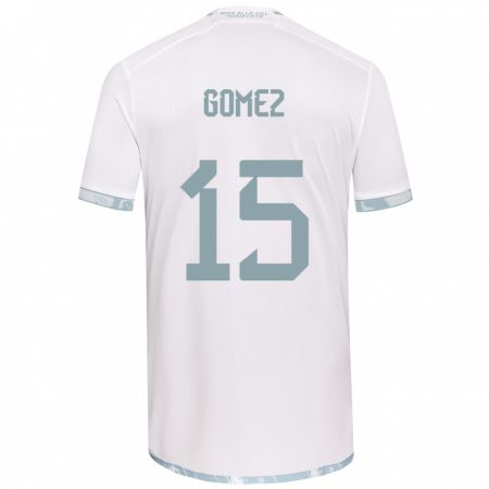 Kandiny Niño Camiseta Juan Pablo Gómez #15 Gris Blanco 2ª Equipación 2024/25 La Camisa Chile