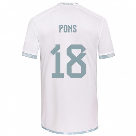 Kandiny Niño Camiseta Luciano Pons #18 Gris Blanco 2ª Equipación 2024/25 La Camisa Chile