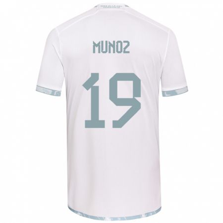 Kandiny Niño Camiseta Cristóbal Muñoz #19 Gris Blanco 2ª Equipación 2024/25 La Camisa Chile