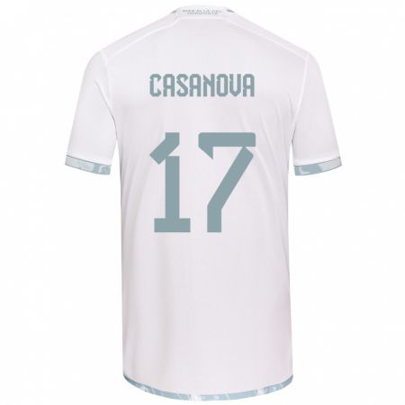 Kandiny Niño Camiseta Luis Casanova #17 Gris Blanco 2ª Equipación 2024/25 La Camisa Chile