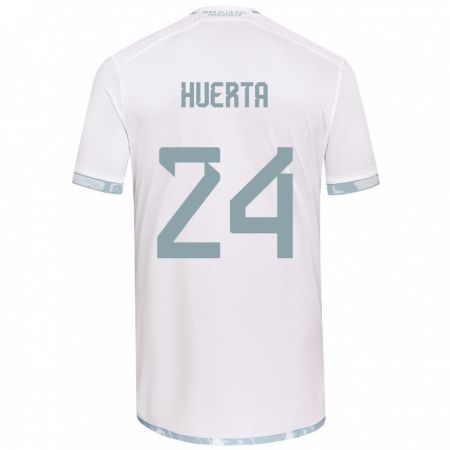 Kandiny Niño Camiseta Renato Huerta #24 Gris Blanco 2ª Equipación 2024/25 La Camisa Chile