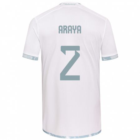 Kandiny Niño Camiseta Fernanda Araya #2 Gris Blanco 2ª Equipación 2024/25 La Camisa Chile