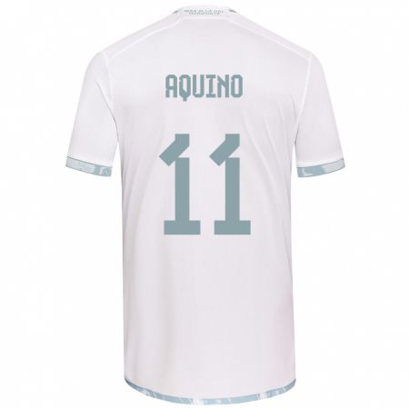 Kandiny Niño Camiseta Yisel Aquino #11 Gris Blanco 2ª Equipación 2024/25 La Camisa Chile