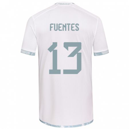 Kandiny Niño Camiseta Karen Fuentes #13 Gris Blanco 2ª Equipación 2024/25 La Camisa Chile