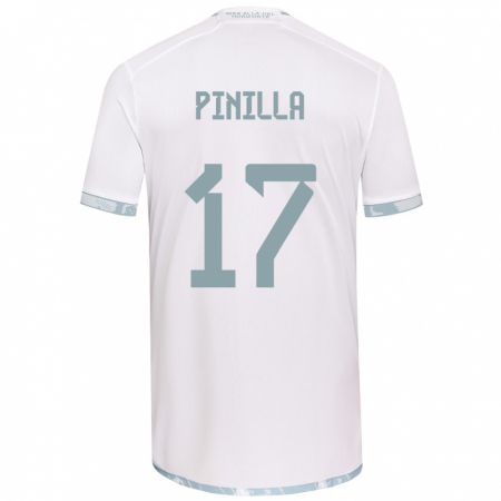 Kandiny Niño Camiseta Fernanda Pinilla #17 Gris Blanco 2ª Equipación 2024/25 La Camisa Chile