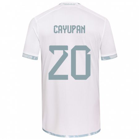 Kandiny Niño Camiseta Natalia Cayupán #20 Gris Blanco 2ª Equipación 2024/25 La Camisa Chile