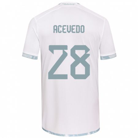 Kandiny Niño Camiseta Florencia Acevedo #28 Gris Blanco 2ª Equipación 2024/25 La Camisa Chile