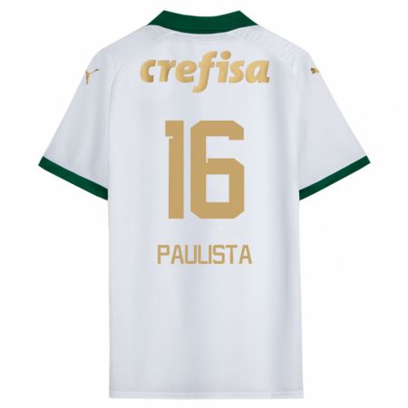 Kandiny Niño Camiseta Caio Paulista #16 Blanco Verde 2ª Equipación 2024/25 La Camisa Chile