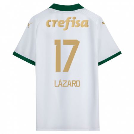 Kandiny Niño Camiseta Lázaro #17 Blanco Verde 2ª Equipación 2024/25 La Camisa Chile