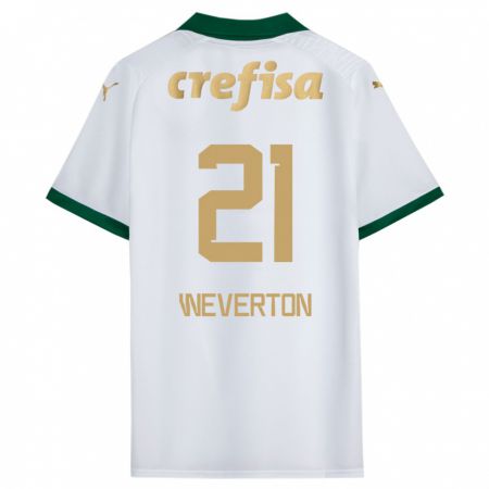 Kandiny Niño Camiseta Weverton #21 Blanco Verde 2ª Equipación 2024/25 La Camisa Chile