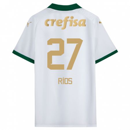 Kandiny Niño Camiseta Richard Ríos #27 Blanco Verde 2ª Equipación 2024/25 La Camisa Chile