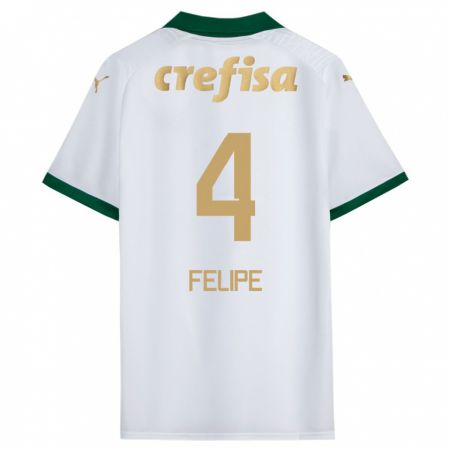 Kandiny Niño Camiseta Pedro Felipe #4 Blanco Verde 2ª Equipación 2024/25 La Camisa Chile