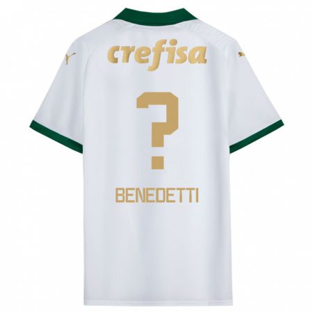 Kandiny Niño Camiseta Luis Benedetti #0 Blanco Verde 2ª Equipación 2024/25 La Camisa Chile