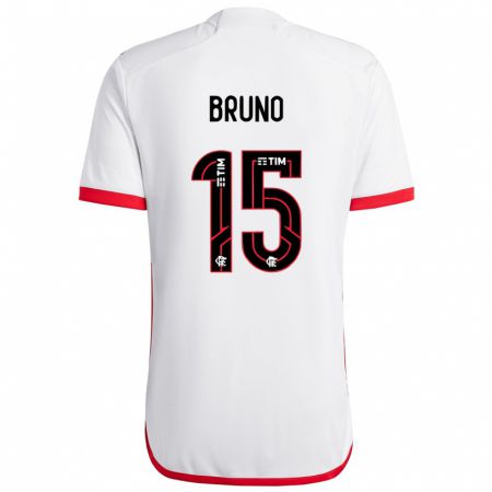 Kandiny Niño Camiseta Fabrício Bruno #15 Blanco Rojo 2ª Equipación 2024/25 La Camisa Chile