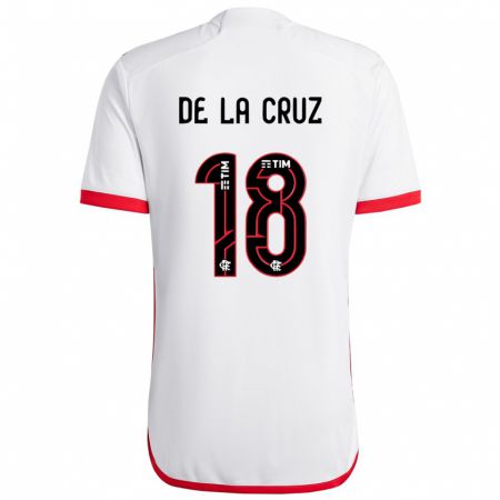 Kandiny Niño Camiseta Nicolás De La Cruz #18 Blanco Rojo 2ª Equipación 2024/25 La Camisa Chile