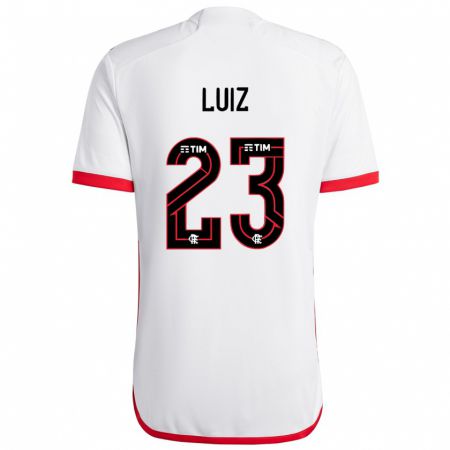 Kandiny Niño Camiseta David Luiz #23 Blanco Rojo 2ª Equipación 2024/25 La Camisa Chile