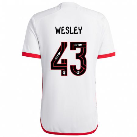 Kandiny Niño Camiseta Wesley #43 Blanco Rojo 2ª Equipación 2024/25 La Camisa Chile