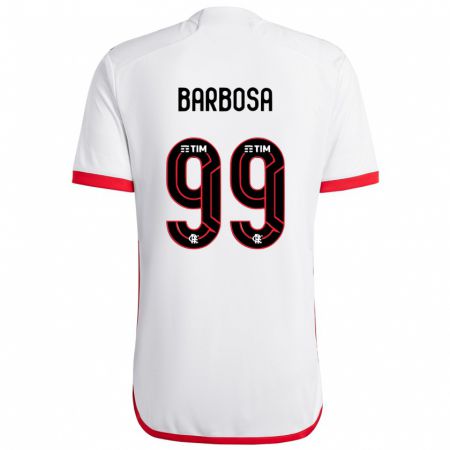 Kandiny Niño Camiseta Gabriel Barbosa #99 Blanco Rojo 2ª Equipación 2024/25 La Camisa Chile