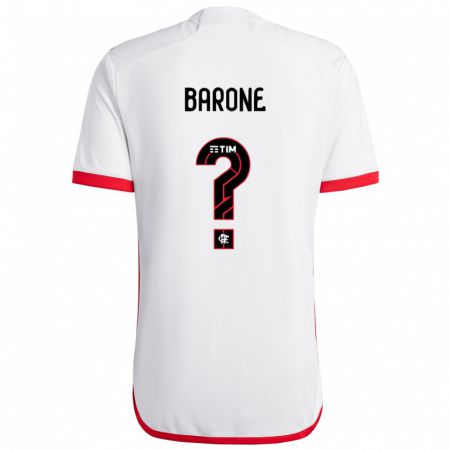 Kandiny Niño Camiseta Caio Barone #0 Blanco Rojo 2ª Equipación 2024/25 La Camisa Chile