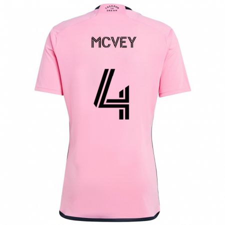 Kandiny Hombre Camiseta Christopher Mcvey #4 Rosa 1ª Equipación 2024/25 La Camisa Chile