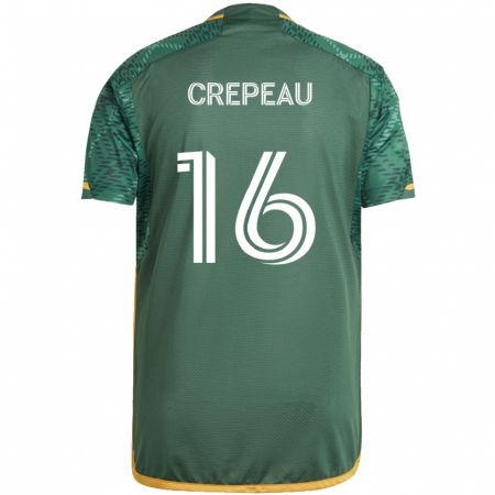 Kandiny Hombre Camiseta Maxime Crépeau #16 Verde Naranja 1ª Equipación 2024/25 La Camisa Chile