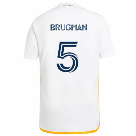 Kandiny Hombre Camiseta Gastón Brugman #5 Blanco Amarillo 1ª Equipación 2024/25 La Camisa Chile