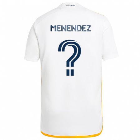 Kandiny Hombre Camiseta Alexsander Menendez #0 Blanco Amarillo 1ª Equipación 2024/25 La Camisa Chile