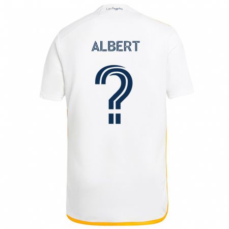 Kandiny Hombre Camiseta Mathis Albert #0 Blanco Amarillo 1ª Equipación 2024/25 La Camisa Chile