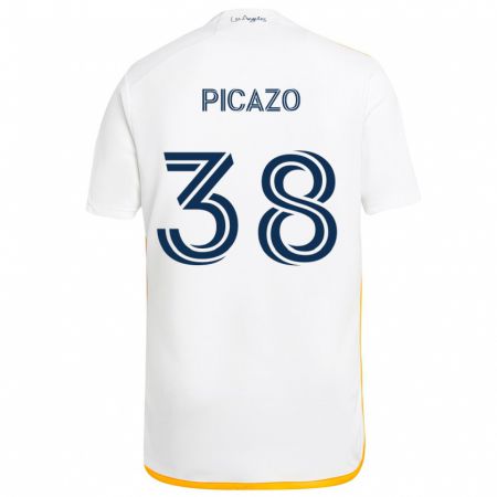 Kandiny Hombre Camiseta Axel Picazo #38 Blanco Amarillo 1ª Equipación 2024/25 La Camisa Chile