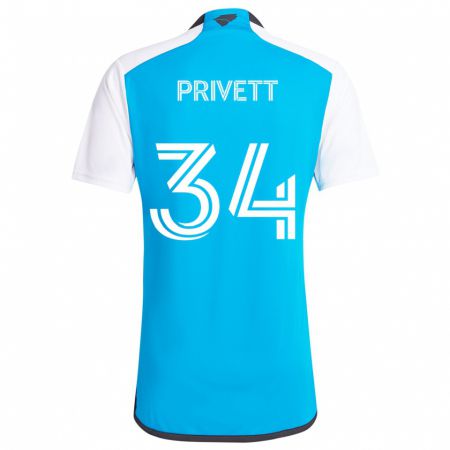 Kandiny Hombre Camiseta Andrew Privett #34 Azul Blanco 1ª Equipación 2024/25 La Camisa Chile