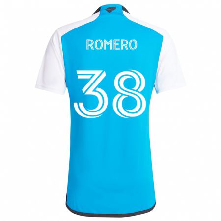 Kandiny Hombre Camiseta Brian Romero #38 Azul Blanco 1ª Equipación 2024/25 La Camisa Chile