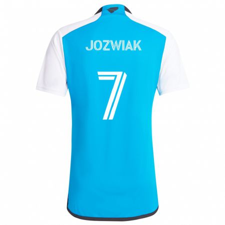 Kandiny Hombre Camiseta Kamil Józwiak #7 Azul Blanco 1ª Equipación 2024/25 La Camisa Chile